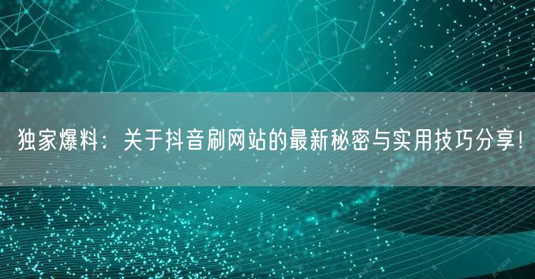 独家爆料:关于抖音刷网站的最新秘密与实用技巧分享!