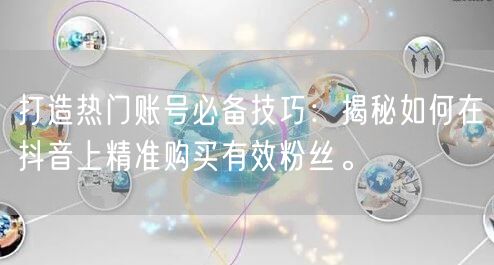 打造热门账号必备技巧:揭秘如何在抖音上精准购买有效粉丝。