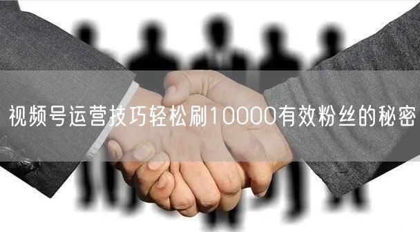 视频号运营技巧轻松刷10000有效粉丝的秘密