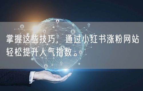 掌握这些技巧,通过小红书涨粉网站轻松提升人气指数。