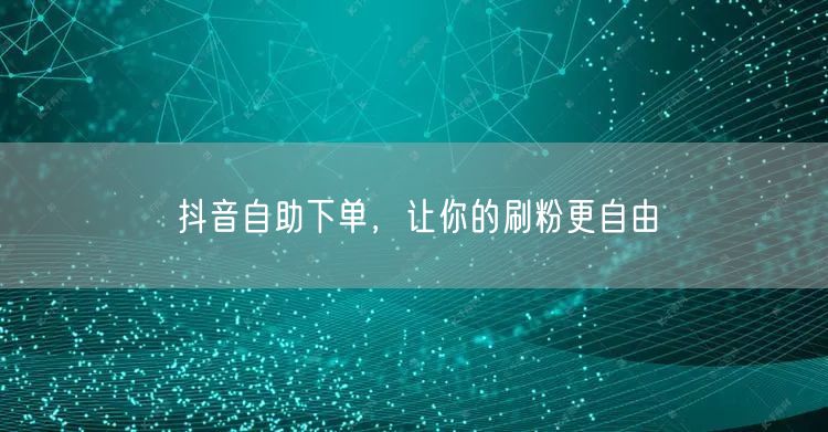 抖音自助下单，让你的刷粉更自由