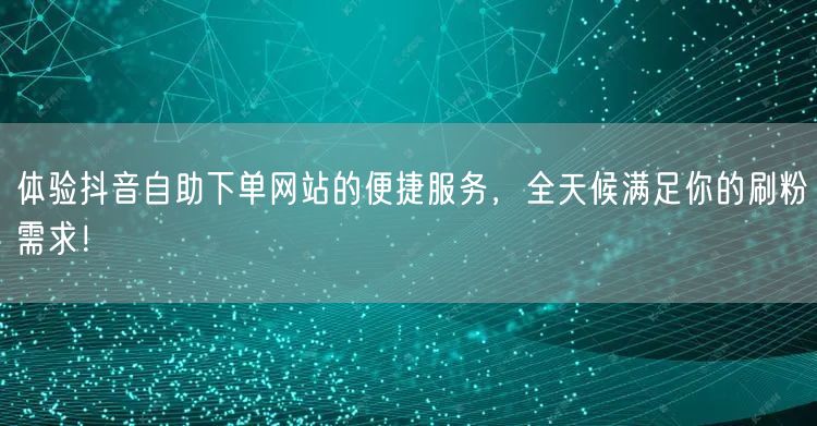 体验抖音自助下单网站的便捷服务，全天候满足你的刷粉需求！