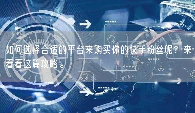 如何选择合适的平台来购买你的快手粉丝呢？来看看这篇攻略。