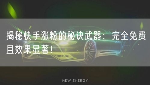 揭秘快手涨粉的秘诀武器：完全免费且效果显著！